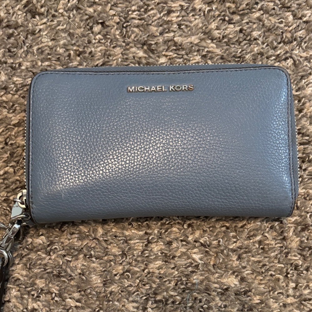 Michael Kors Blue Leather Wristlet